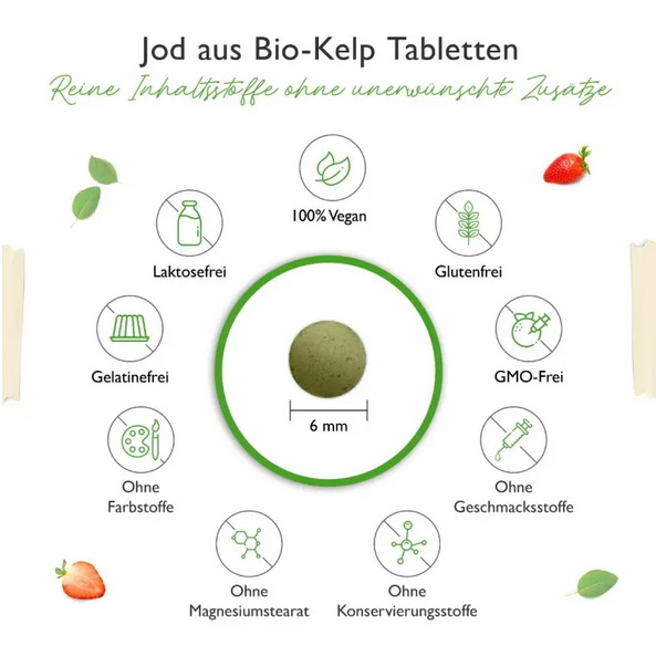 Bio Kelp Extrakt (Natürliches Jod) - 365 Tabletten mit 200 µg Jod